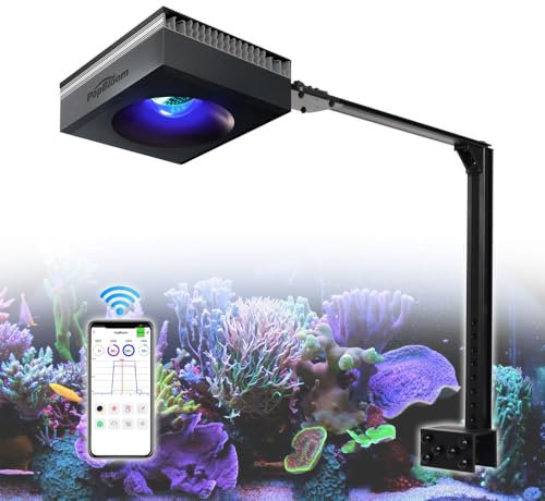 PopBloom RL90 APP-Kontrolle meerwasser aquarium led beleuchtung led lampen reef coral aquarium für 60cm Salzwasser meerwasser (90W (Schwarz))