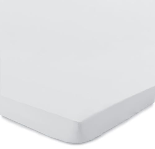 URBANARA Perpignan Perkal-Spannbettlaken 180-200 x 200 cm I 100% Baumwolle Steghöhe 10 cm Made in Portugal I Kühlend & Atmungsaktiv Topper Oeko Tex Zertifiziert - Weiß