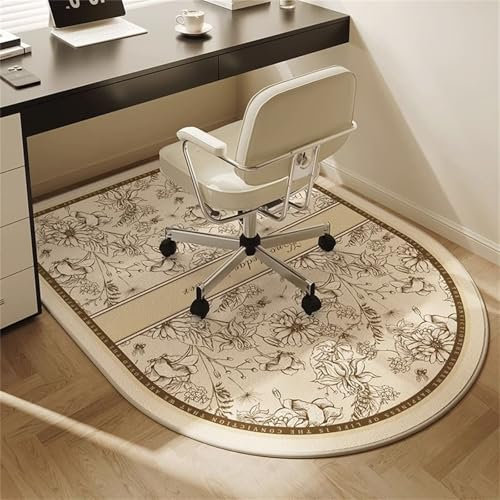 Highdi Bodenschutzmatte Bürostuhl, Bürostuhl Unterlage Kratzfest rutschfest, Halbrund Schalldämmung Bodenmatte Stuhlunterlage, für Parkett Hartböden Bürostuhlunterlage (Blumenmuster,60x90cm)