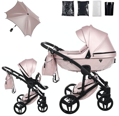 Junama Passeggino TRIO Diamond S Class 02 Rosa e Nero - 2in1 3in1 4in1 + ombrellino (2 in 1)