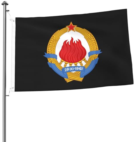 Emblem Jugoslawiens Flaggen für draußen, 60 x 90 cm, doppelseitig, strapazierfähig, Bannerflagge für Haus, Hof, Festival, Outdoor, Gartendekoration, Willkommensflagge