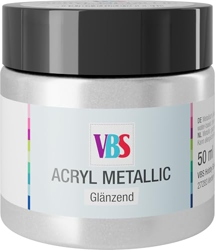 VBS Acryl Metallic Künstlerfarbe Wasserbasis 50 ml lösungsmittelfrei