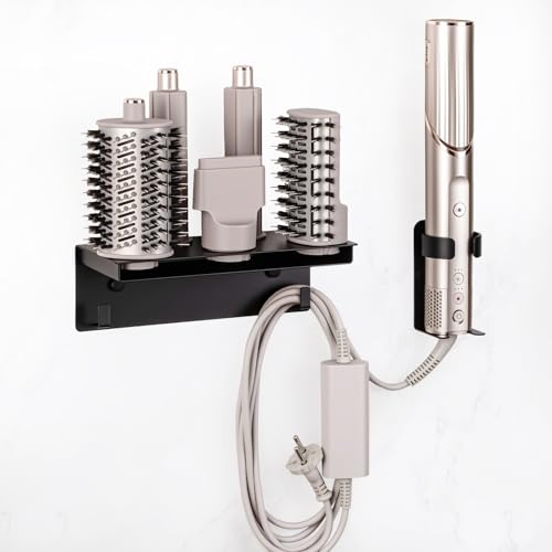 MidingChai Fönhalter für Shark Flexstyle 5 in 1 Wandhalterung, Kompatibel mit Shark Flexstyle Aufsätze HD430 HD 432 HD433 HD442, Shark Hairstyler Aufbewahrungshalter Edelstahl mit Haken