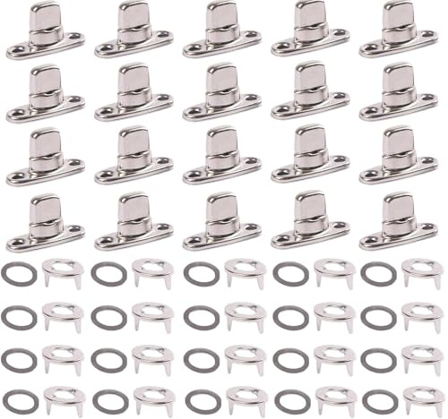 HAFRILY 20 Sätze Drehverschluss 12mm aus Zinklegierung – nur für ovale Ösen/Langloch – Drehverschluss für Rundösen Plane mit Sockel für Taschen, Flightcases und Kabinenhaubenplane