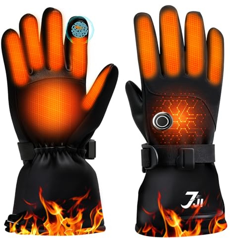 7JI Beheizte Handschuhe für Männer und Frauen, wiederaufladbar mit 3 Temperaturmodi, 3000 mAh Akku, wasserdichte Handwärmer, Skifahren, Camping