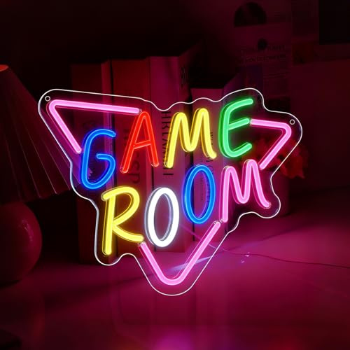 Game Room Neon Schild, LED Bunt Neon Sign für Wand Deko, Dimmbare Gaming Neonlichter USB Power für Spielzimmer Schlafzimmer Jungenzimmer Bar Pub Club Home Mann Höhle
