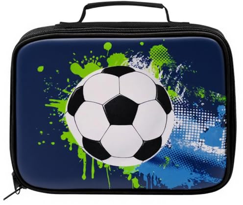 Fahibin Lonchera aislada de fútbol 3D, lonchera aislada para niños, para escuela, picnic, viajes y senderismo
