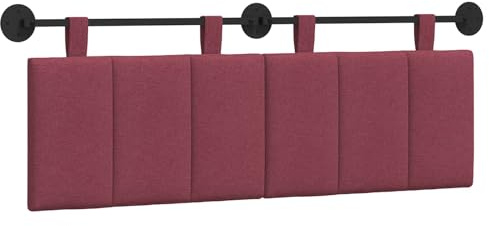 vidaXL Hängendes Kopfteil Weinrot Stoff, Wanddeko fürs Schlafzimmer: modernes hängendes Kopfteil, gepolsterte platzsparende Platte, verstellbares minimalistisches Design