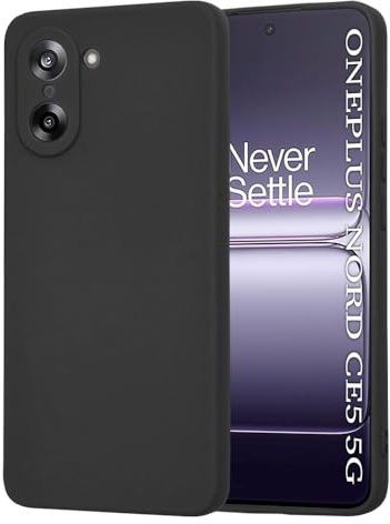Techsuit für OnePlus Nord CE5 Hülle mit Magnetring, Soft Touch, Stoßfest, Minimalistisches Design, Flexibel, Erhöhte Kanten, SoftFlex Series, Weiches Silikon, Schwarz