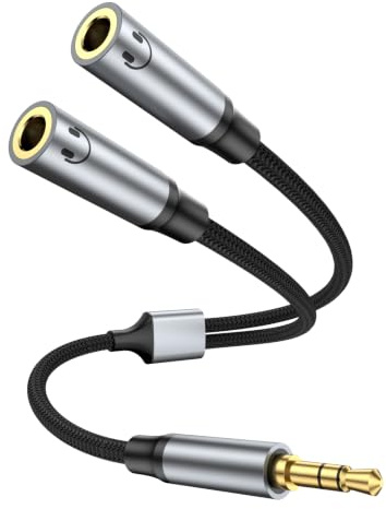KAYQINHO 3.5mm Headphone Splitter, Aux Audio Stereo Y Splitter Extension Cable Male to Female Dual Headphone Jack Adapter for Switch 2/PS4/PS5 iPhone iPad, Tablet, Laptop.