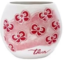 Thun Portaspazzolini in Ceramica, Bianco e Rosso, Decorazione Floreale, Stile Elegante