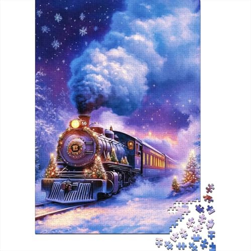 Dampfzug 1000 Teile Puzzle aus Karton für Erwachsene Winterabend Wanddekoration anspruchsvolles Spiel Freizeitspaß