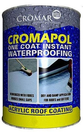 Cromar Grey Cromapol Acrylic Fibre Reinforced Roof Coat Sealant Paint 2 x 5Kg