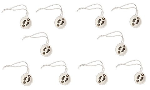 LISSEK GU10 Fassung Sockel für GU10 LED und Halogen Leuchtmittel inkl. 10cm Kabel (10 Stück)