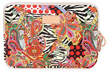 LaoZan Bohème Laptoptasche Hülle Laptophülle Schutzhülle Notebook Tasche Handtasche für Ultrabook 12 Rot Blume