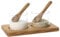 Olympia Salt and Pepper Pinch Pots - Glass and Wood Design with Tray CM398
