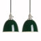 Phansthy Lot de 2 suspensions d'intérieur modernes en demi-cercle avec abat-jour en métal - Suspension vintage - Style campagnard (vert foncé)
