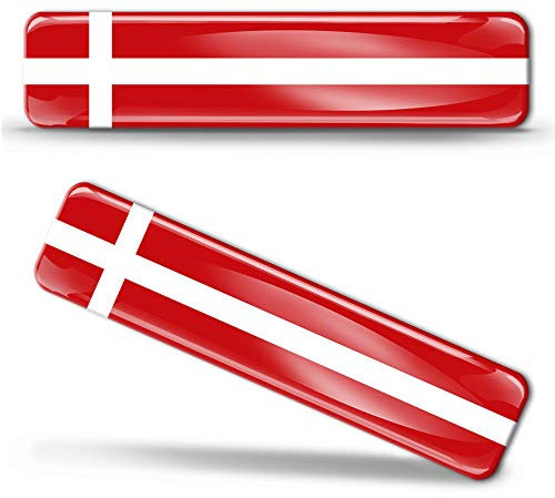 Biomar Labs® 2 x Aufkleber 3D Gel Silikon Stickers Denmark Flag Dänemark Dänische Flagge Fahne Autoaufkleber F 6