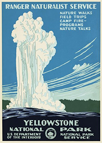 Yellowstone Nationalpark Poster Yellowstone Nationalpark Wyoming 1938 USA Vintage Poster Nationalpark USA Wandkunst USA Wand-Kunst Poster (20 x 25cm)