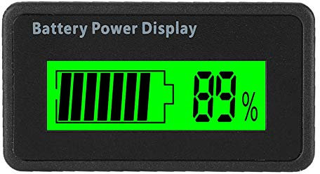 Sutinna Universeller Batteriekapazitätstester, 12-48 V LCD-Batterieanzeige Batteriespannungsanzeige Ausgestattet mit PVC-Folien-/Rückwärtsverbindungsschutz(Grüne Lampe)