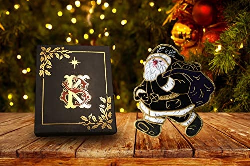 Creepy horror Handmade 3d double sided magical magic Krampus figure red santa claus Father Christmas hanging tree shabby chic ornament rustic gold xmas decoration