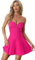 Allegra K Robe trapèze sans bretelles pour femme avec fermeture éclair sur le devant, rose vif, 40