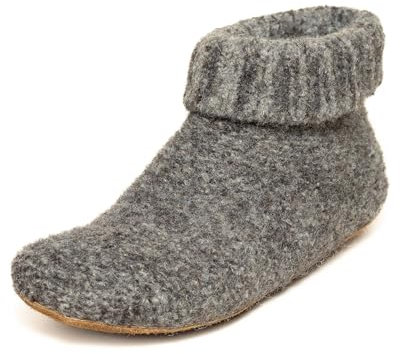 Gottstein Hüttenschuh Knit Boot - Filz-Hausschuh für Damen & Herren | Aus 100% Schurwolle Brown, 37