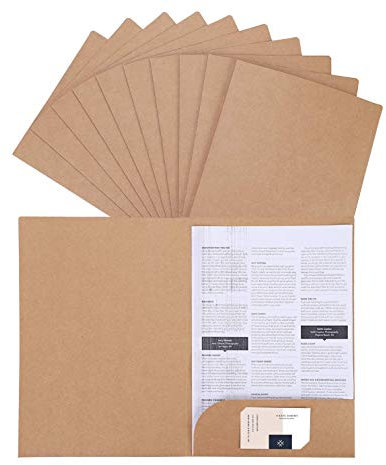 10 Stück Kraft Dokumentenmappe Mappe A4 Ordner Set Aktenordner Recycling-Karton DIN A4 Aufbewahrungsmappe Bewerbungsmappen Präsentationsmappe A4 POP Mappen für Schule, Uni, Projekt, Business