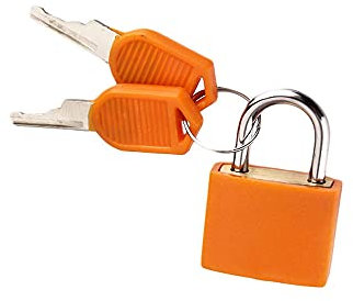 Petit cadenas multicolore en laiton avec 2 clés pour boîte à outils, sac, agenda (orange)