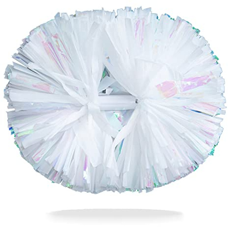 AOPANDA 2PCS Cheerleading Pom Poms with Baton Handle for Team Spirit Sports Dance Cheering Kids Adults(White)