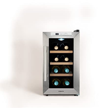 CREATE / WINECOOLER Wood S/Vinoteca de 8 Botellas, 23 l, 60 W Luz LED/Display Digital, 3 Estantes, Doble Aislamiento