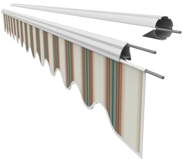 VANA Markisenstoff Volant für 5 m Markise Ersatzstoff Markisentuch Bespannung Sonnenschutz, nur Volant, fertig genäht, Maß 4,85 x 0,21 m, Design SPD041