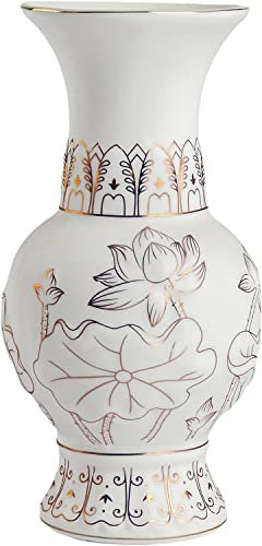 Houlu Buddhistische Blumenvase aus Keramik, 17,8 cm, Weiß