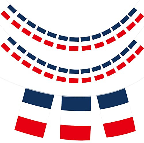 jijAcraft Fahne Flagge Frankreich, 11M Frankreich France Fahnenkette Girlande mit 40 Fahnen 14 x 21 cm zur Dekoration Nationalfest, Fußballmeisterschaft