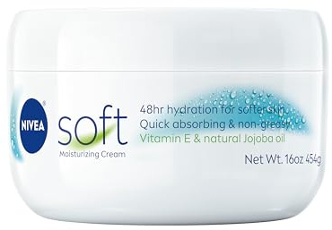 NIVEA Soft Refreshingly Soft Moisturizing Cream, Lightweight Body Moisturizer for Face, Body and Hands, Body Cream Enriched with Jojoba Oil and Vitamin E, 16 Oz Jar