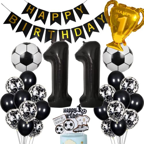 Fussball Luftballon 11. Geburtstag Schwarz Helium Ballon 11 Geburtstag Junge Cake Topper Fußball Geburtstagsdeko 11 Jahre Kindergeburtstag Party Deko 11. Geburtstagsdeko Fußball Kuchendeko Fussball