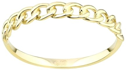 Old English Jewellers 9ct Yellow Gold Chain Link Ring - Size J K L M N O P Q R S