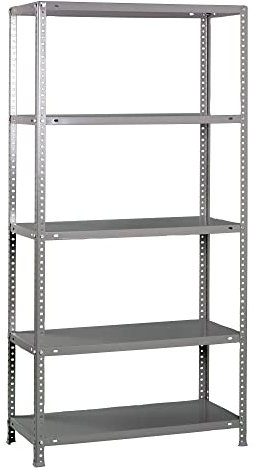 PROREGAL Schraubregal Panda 5 Metallböden | HxBxT 180x80x40cm | Fachlast 100kg | Grau Metallregal Lagerregal Schwerlastregal Kellerregal Archivregal