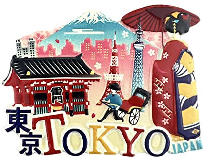 Imán para nevera de Tokio Japón, 3D, hecho a mano, de resina, para decoración del hogar y la cocina