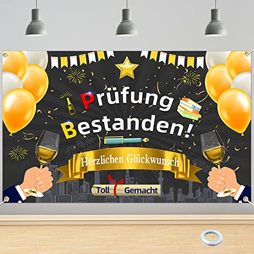 Abi 2025 Dekorationen, 110 x 180cm Banner für Abschluss Deko, Abi 2025 Hintergrund Banner Schwarz Gold, Abschluss Deko, Herzlichen Herzlichen Hintergrund für Prüfung Bestanden Dekoration