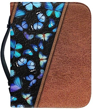 Kuiaobaty Blue Morpho Butterfly Book Cover per Notebook, Marrone Nero Pelle Libro Borsa Cancelleria Astuccio per Donna Bookish Regalo