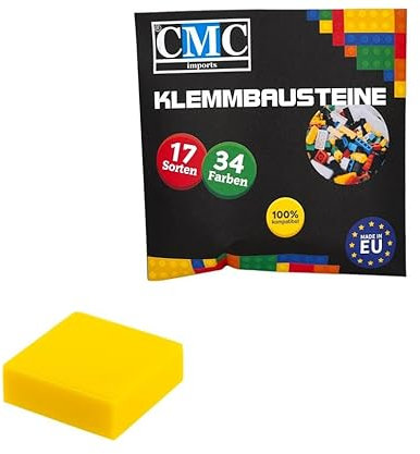 CMC imports 100 x Klemmbausteine Fliesen Tiles Bausteine 1x1 Noppen Kompatibel 34 Farben freie Farbenwahl (513 - Gelb)