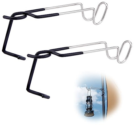 SUPERFINDINGS 2Pcs Stainless Steel Camping Lantern Hooks Hangers Multi-Purpose Tent Light Outdoor Lamp Hanger Non Slip Lamp Pole Hanger for Camping Fishing