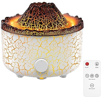560ML Aroma Diffuser Ultrasonic Volcano Duftlampe Luftbefeuchter Diffuser mit Fernbedienung, 2 Modus Flamme Diffusor Timer und wasserlose Abschaltautomatik, Ultra-Silent Luftbefeuchter