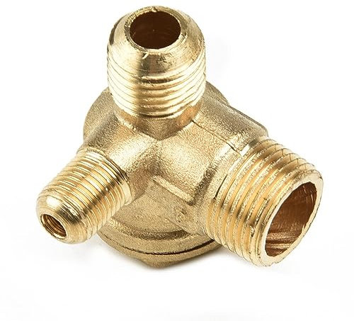 EpheyFIF Thread 3-Way Air Compressor Valve Male Threaded 90 Degree Brass Non-Return Check Valve Spare Parts Air-Compressor Accessories Tube Connector Tool 10 * 14 * 16 mm 1 pc