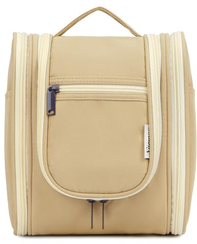 Narwey Klein Kulturbeutel Damen & Kulturbeutel Herren - Kinder Kulturtasche Zum Aufhängen & Männer Kosmetiktasche - Waschtasche für Frauen & Mädchen (Braun (Klein))