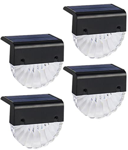Housoutil 4 Stück Solar-stufenlicht Solardeckleuchten Wasserdichte Led-außenleuchten Solar Deck Schrittlichter Sonnenlampe Led Scheinwerfer Solarzaun Lichter Sicherheitslampe Draussen Abs