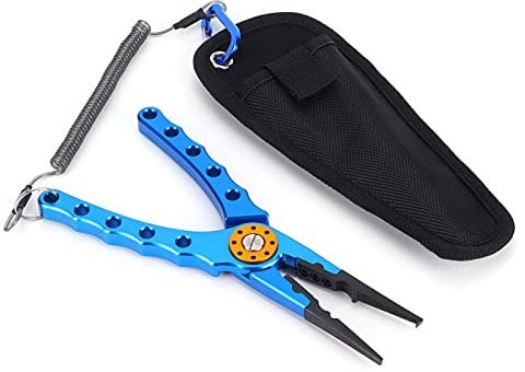 SUNFECILI Fishing Pliers Fishing Tools Fishing Lure Pliers Tongs Multifunction Aluminum Alloy Hook Remover Tool Equipment (Blue)