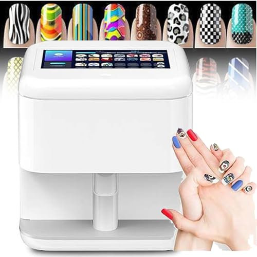 DPLXFPP Intelligente 3D-Nagellackiermaschine, Digitaler Mobiler Nagelkunstdrucker, Intelligenter 3D-Nagelkunstdrucker Mit Ki-Erkennung, Unterstützt WiFi/DIY, Ki-Erkennung des Nagelgesichts