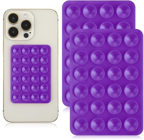 Giantree 2 Pcs Silicone Suction Phone Case Adhesive Mount, Suction Phone Case Mount Anti-Slip Hands-Free Mobile Accessory Phone Accessory Holder (Purple)